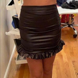 Pretty Little Thing Pleather Ruffle Skirt